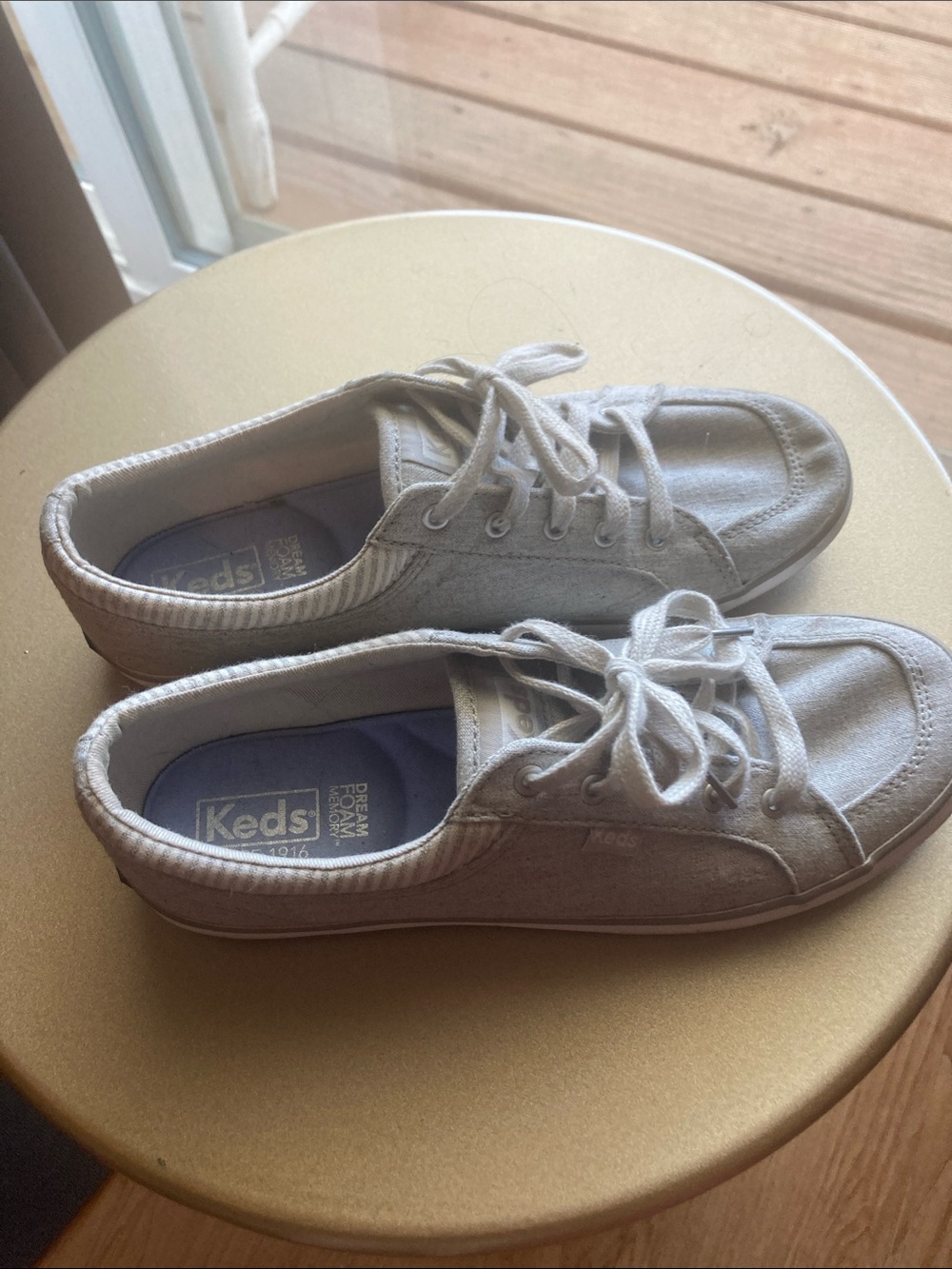 Keds Women’s Light Gray Canvas Lace-Up Sneakers